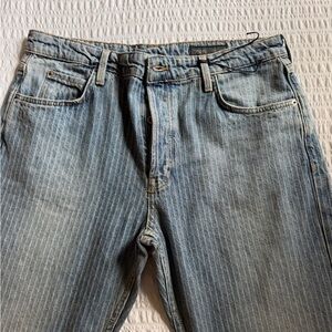 Zara Light Blue Pinstripe Straight-Leg Jeans